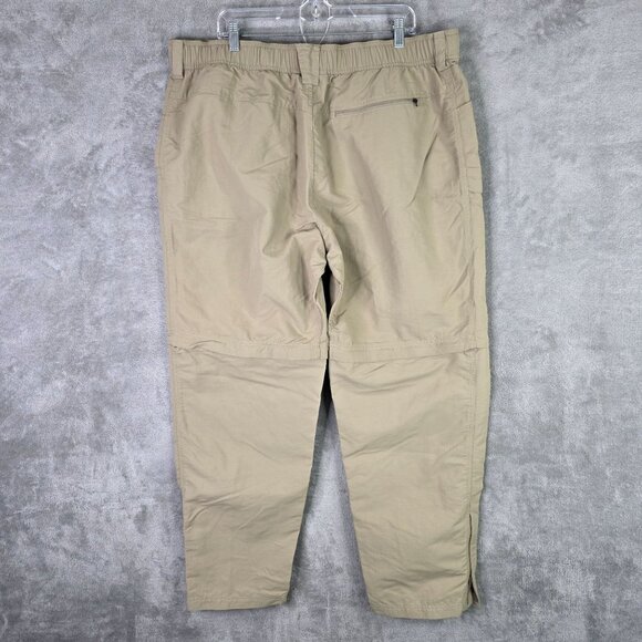 Mens North Face Beige Convertible Cargo Pants 100% Nylon Belted Side Zip XXL - Picture 8 of 12